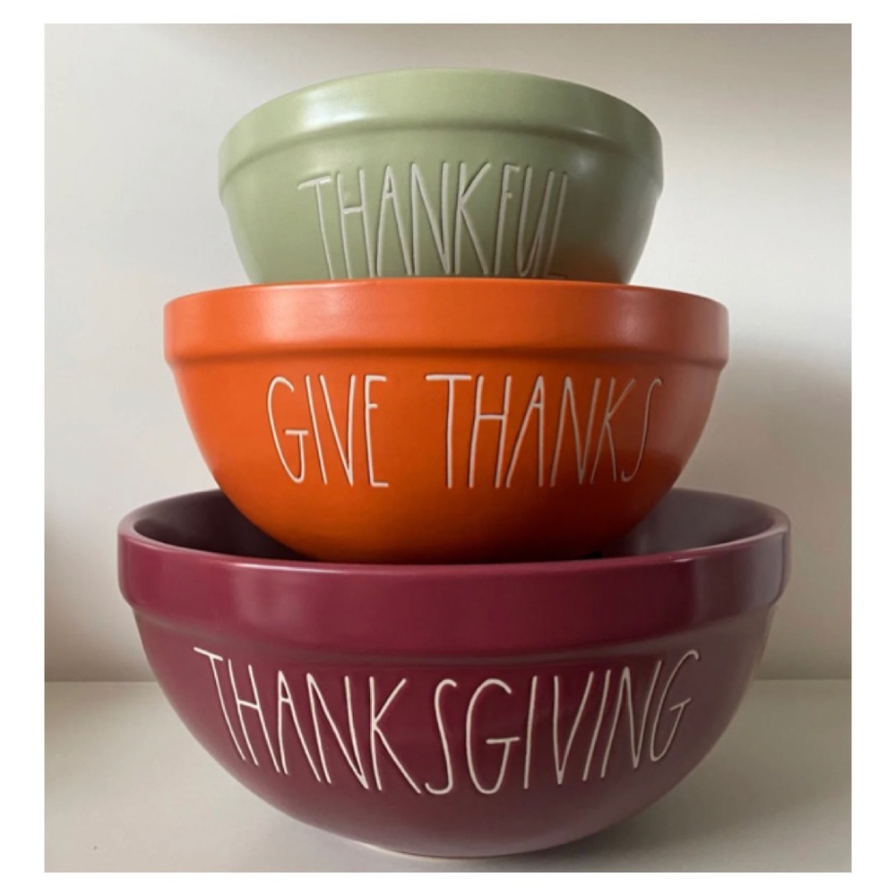NEW Rae Dunn Ceramic Thanksgiving Mixing Bowls Set